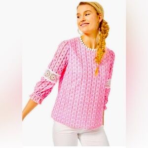 Lilly Pulitzer Jourdana Pink Lace top
